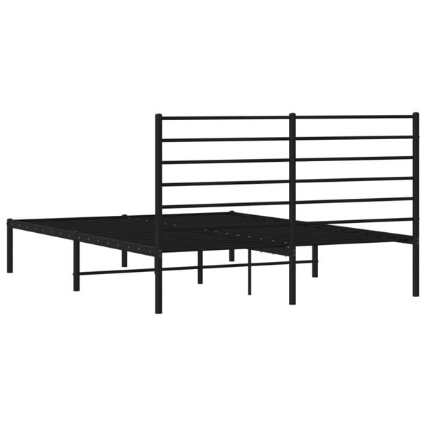 Berkfield Metal Bed Frame with Headboard Black 120x200 cm