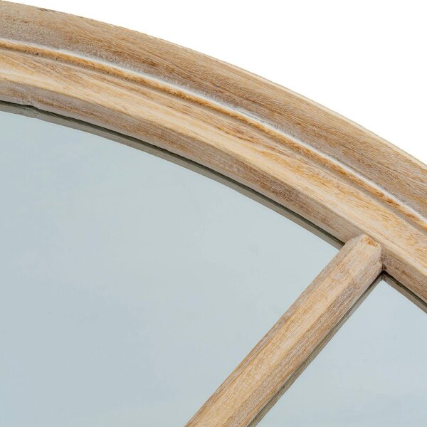 Wyld Haus Large Natural Industrial Round Wooden Windowpane Mirror