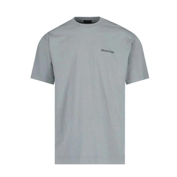 Balenciaga BB Logo embroidered Oversized T-Shirt   in  Grey