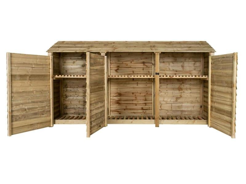 Arbor Garden Solutions Wooden Log Store with Doors and Shelf W-335cm, H-126cm or 180cm, D-88cm
