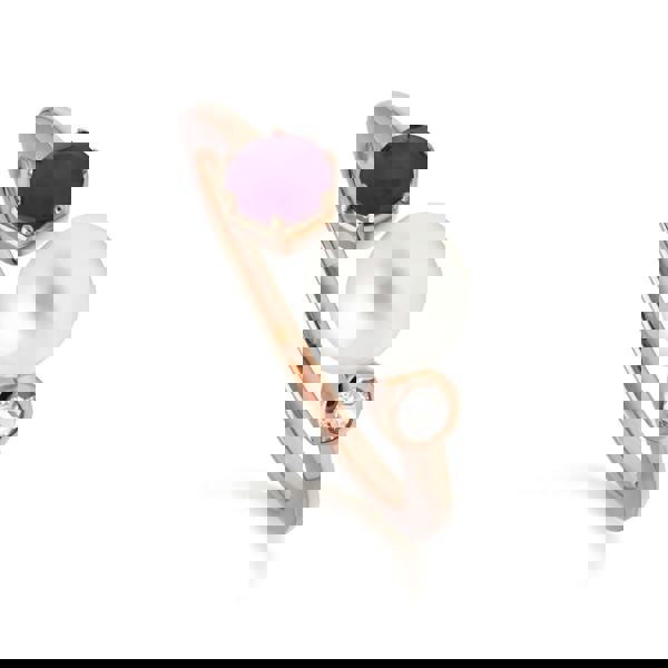 270R058802925 Modern Pearl, Ruby & Topaz Open Ring in Rose Gold Plated Silver 1