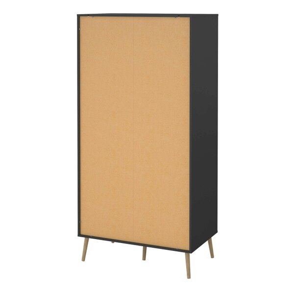 Wyld Haus Quietbloom Dark Grey Wooden Wardrobe with 2 Doors 2 Drawers