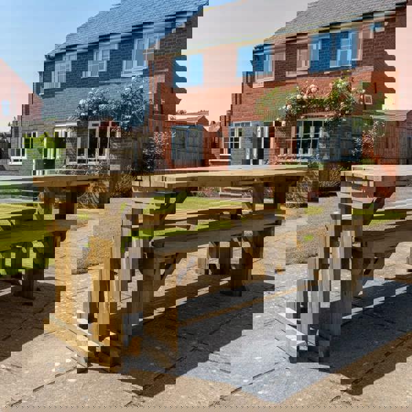 Arbor Garden Solutions Yews Space Saving Picnic Table and Benches Set - Rustic Finish