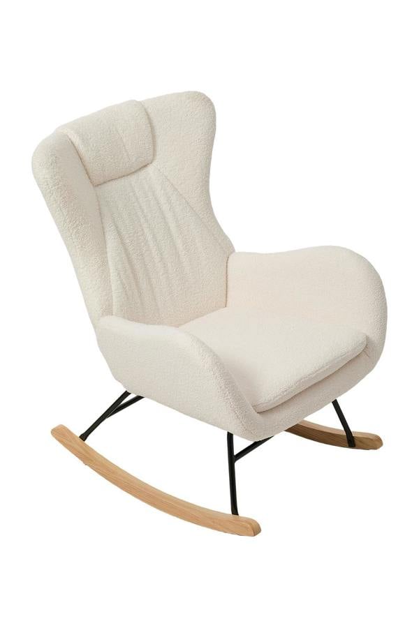 Living and Home White Lambswool Upholstered Rocking Chair