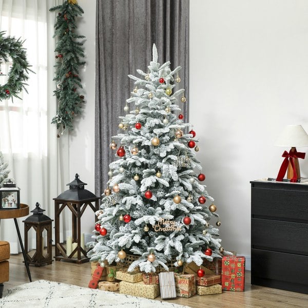 HOMCOM 5 ft Artificial Christmas Tree with 717 Branches, Hinged Xmas Tree