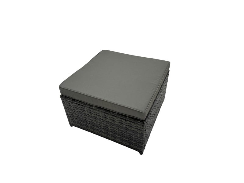 Fimous Rattan Garden Outdoor Furniture Set 3 Seater Sofa Love Sofa Coffee Table with 2 Big Footstools Dark Grey Mixed