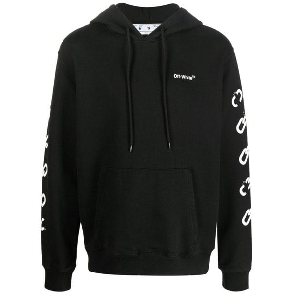 Off-White Off White Chain Arrow Design Slim Fit Hoodie - Black