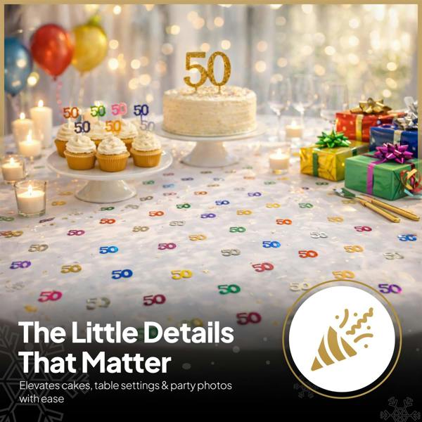 50th Birthday Multicolour Metallic Confetti Pack, Foil Table Decoration for Celebrations and Party Displays image 4