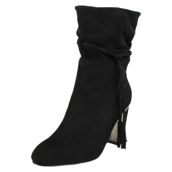 Spot On Ladies Spot On Tassel Trim Calf Boots