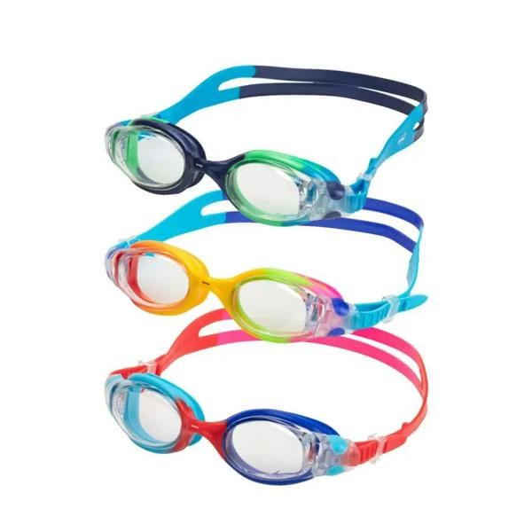 Fashy Junior Match Swim Goggles in blue and pink with clear silicone lenses and head strap
