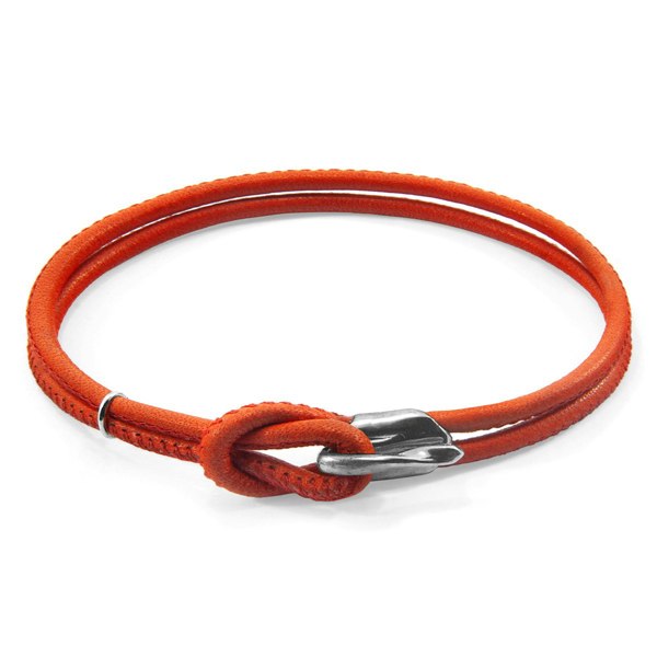 Anchor & Crew Apple Red Orla Silver and Nappa Leather Bracelet