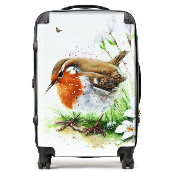 Warren Reed Robin And Daisies Watercolour Suitcase