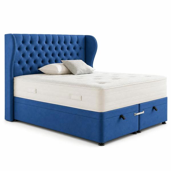 Great British Beds Mulberry Winged Divan Ottoman Bed - Blue Plush