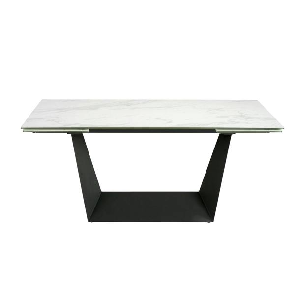 Angel Cerdá Rectangular porcelain marble and black steel extending dining table 1014