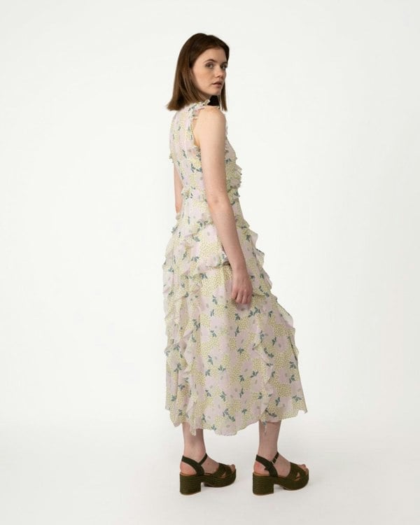 Ted Baker Calinia Womens Sleeveless Waterfall Midi Dress