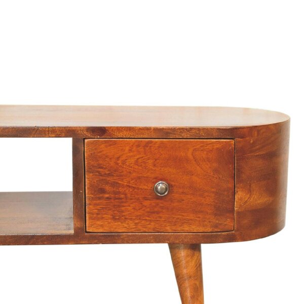 Wyld Haus Rawai Chestnut Mango Wood Round Open TV Media Unit