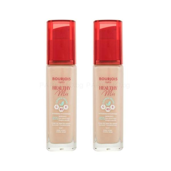 Bourjois Paris 2 x Bourjois Healthy Mix Clean and Vegan Foundation 30ml - 50C Rose Ivory