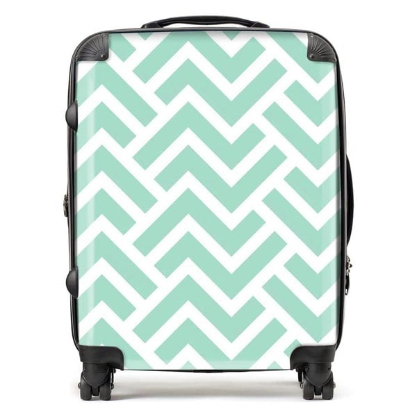 Warren Reed Green Geometric Pattern Suitcase