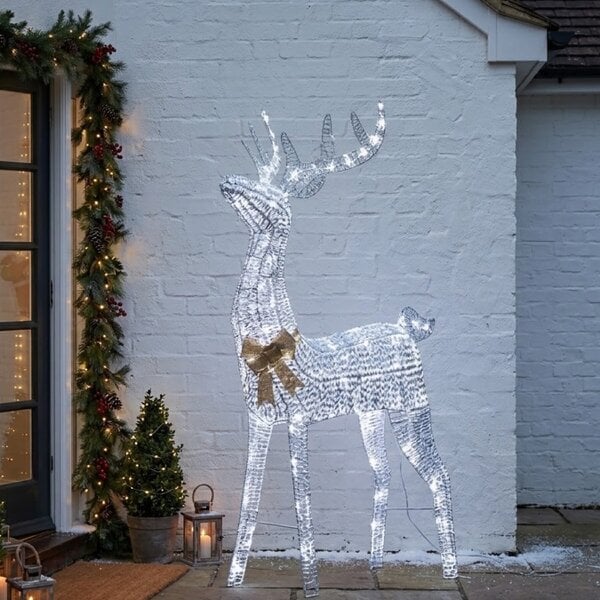 Garden Greatness Silver Glittering Illuminated Reindeer Figure