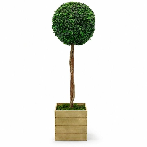 Gardenwize Artificial Bay Ball Topiary Tree in Wooden Planter
