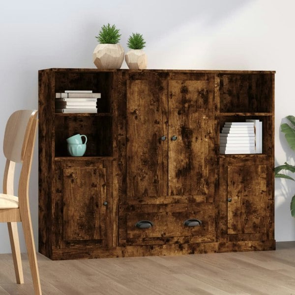 Berkfield Highboards 3 pcs Smoked Oak Engineered Wood
