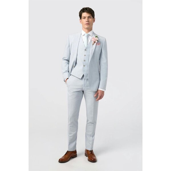 Alexandre Silver Alexandre Tailored Fit Soft Blue Linen Jacket