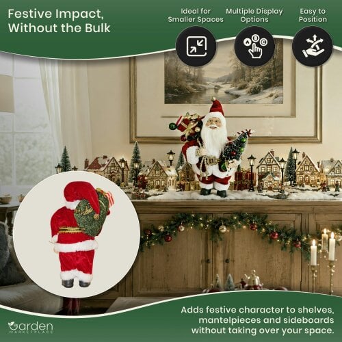 Santa Claus Christmas Figure with Presents & Tree – 30cm Ornament