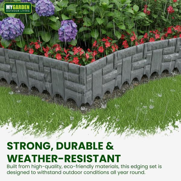 My Garden Outdoor Living My Garden Lawn Edging 12 Pack-3.12 Meter Interlocking Garden Borders & Lawn Edging-Decorative Edge Fencing for Paths & Lawns