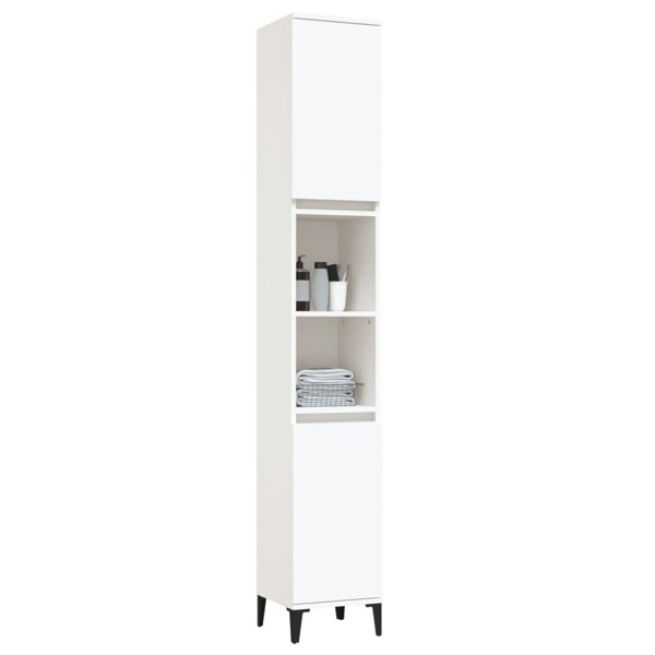 Berkfield Bathroom Cabinet White 30x30x190 cm Engineered Wood
