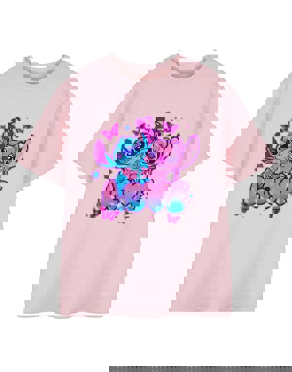Lilo & Stitch Lilo & Stitch Girls Pink Pink Love Short Sleeved T-Shirt