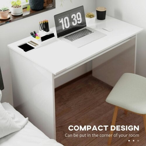 Wyld Haus Selu 90cm High Gloss White Compact Study Desk With Storage Shelf