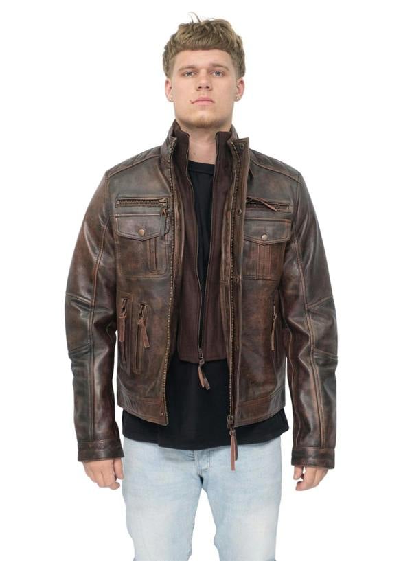 Infinity Leather Men's Leather Retro Biker Jacket-Toronto