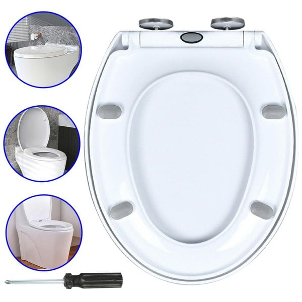 Havendro Soft Close Toilet Seat White Bathroom Oval Heavy Duty Universal Hinges Anti Slam