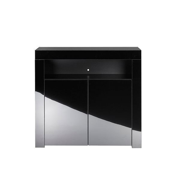 MMT Furniture Designs Modern Black Matt Gloss Buffet Sideboard Cabinet with LED Lights