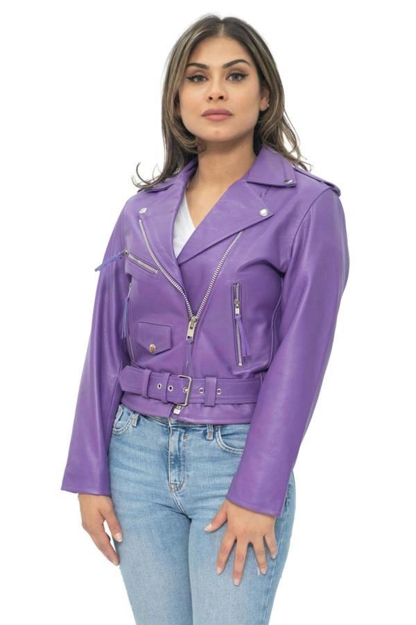 Infinity Leather Women's Cowhide Brando Leather Biker Jacket-Murcia