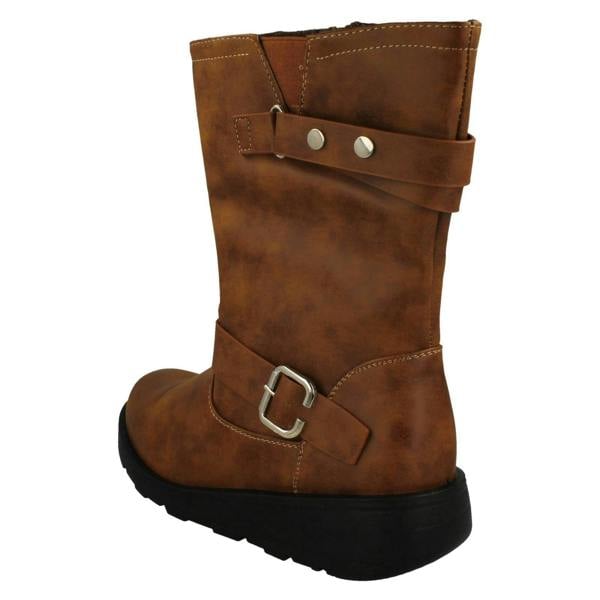 Spot On Ladies Spot On Buckle Detailed Wide Fit Mid-Calf  Boots F51200