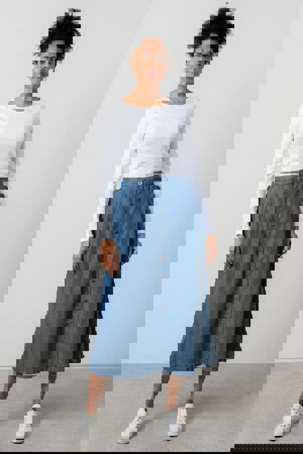 Lily & Me Holly Tencel™ Denim Elasticated Waist Midi Skirt