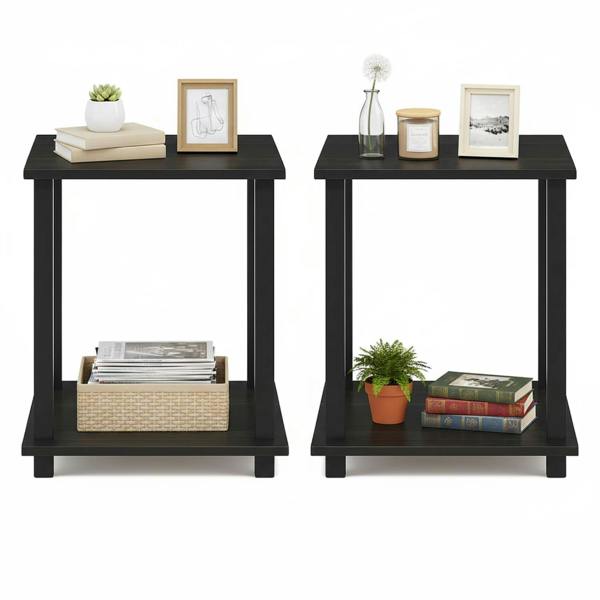 WALPLUS Modern Furniture Piece for Stylish and Functional Home Use | 12127EX/BK Simplistic End Table, Set of Two, Espresso/Black