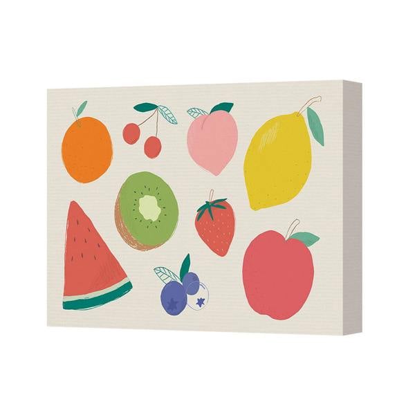 Benjamin Tate Design Vibrant Fruit Mosaic Canvas Wall Art Print With Mixed Fruits