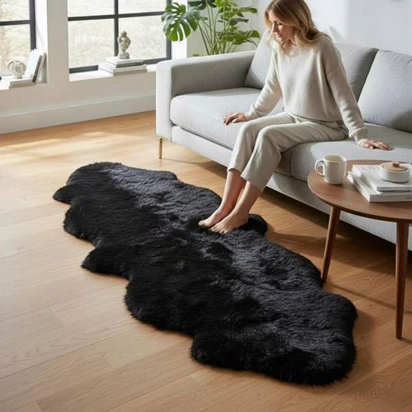 Infinity Leather Genuine Sheepskin Real Natural Wool Double Area Rug