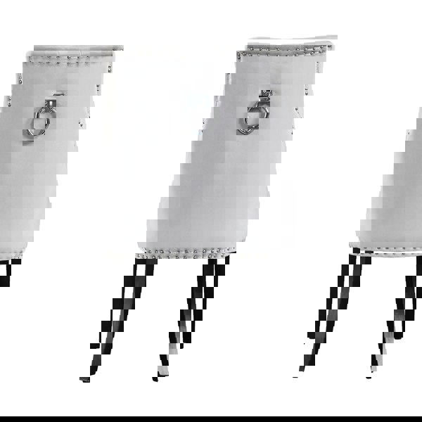 Life Interiors Single Velvet Dining Chair Ergonomic Scoop Knockerback & Button Tufted Wood Legs