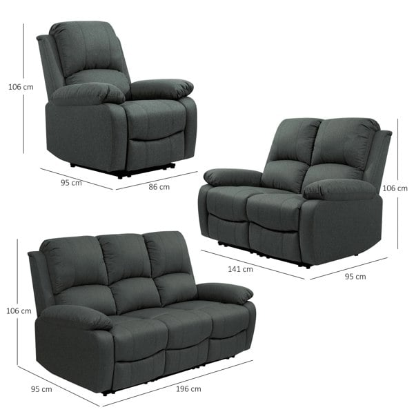 Comfy Living Venice Reclining Luxury Fabric Sofa Set