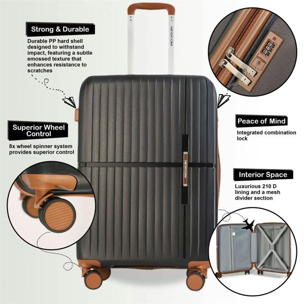 Infinity Luggage Hard Shell Cabin 37 x 22 x 56 cm PP Luggage Suitcase Suitable for Easyjet, Ryanair