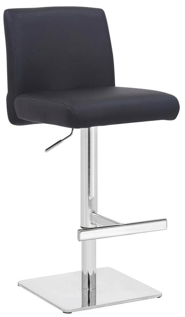 Lamboro Snella Deluxe Breakfast Bar Stool, Height Adjustable Swivel Gas Lift, Home Bar & Kitchen Real Leather Barstool, Black