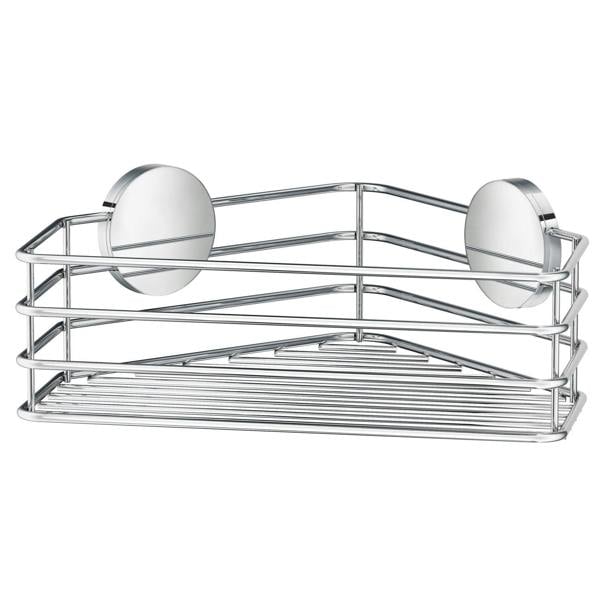 Polished chrome corner shower basket