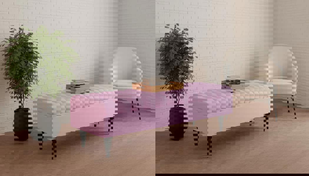 Romo Panel Storage Ottoman Bench Seat – Hidden Storage Coffee Table for Living Room UK (Available in Pink) - ISTOOLS