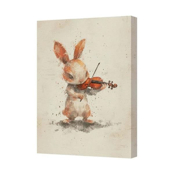 Benjamin Tate Design Whimsical Bunny Playing Violin Canvas Art Print UK Made
