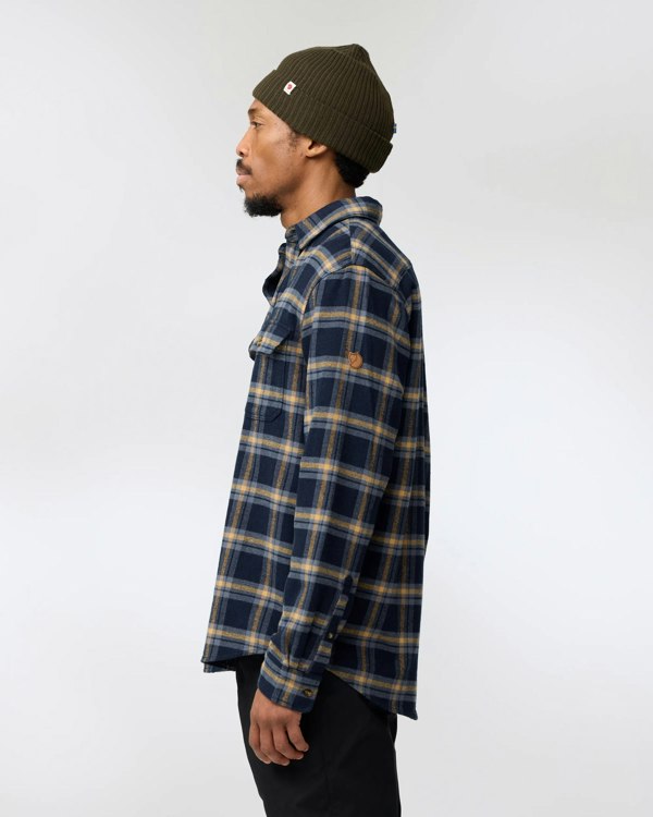 Fjallraven Ovik Heavy Flannel Mens Shirt - Dark Navy-Buckwheat Brown 555-232