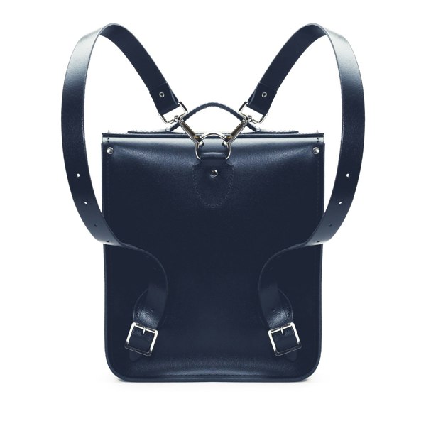 Zatchels Handmade Leather City Backpack - Navy Blue