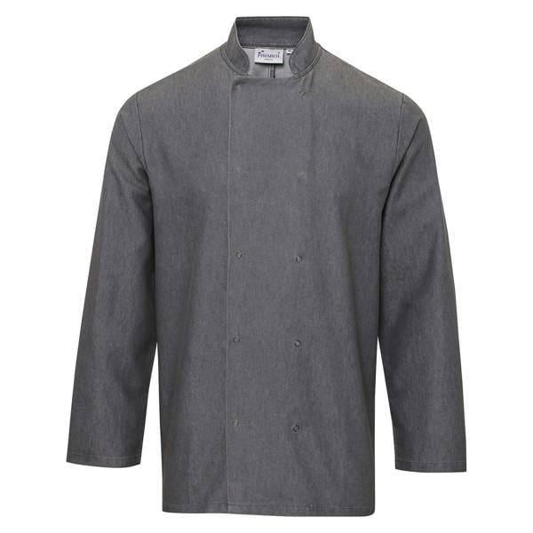 Premier Unisex Adult Wrap Over Long-Sleeved Chef Jacket - Grey Denim